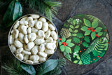White Chocolate Pecans in Holiday Pine Cone Tin