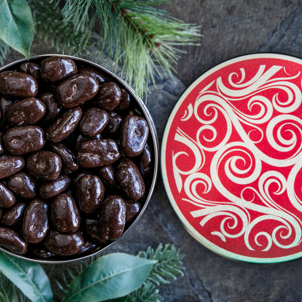 Milk Chocolate Pecans in Decorative Tin