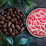 Dark Chocolate Pecans in Decorative Tin